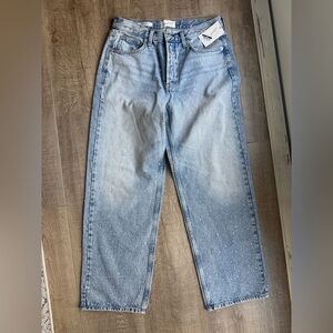 Rhinestone Embellished Universal Thread Light Blue Wide Leg Jeans ~ The coolest!